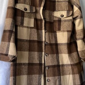 Plaid Brown and Tan Women's Coat